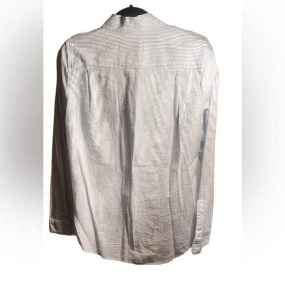 Zara into the classics blue pinstripe cotton long sleeve button down shirt XS - Picture 3 of 5